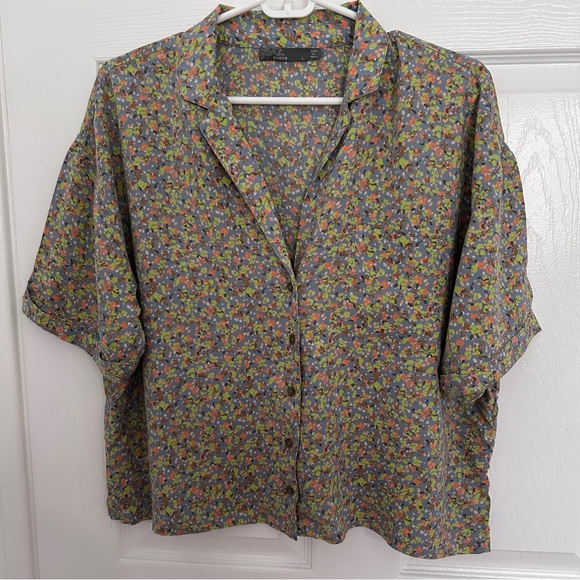 PRANA cropped floral button up size Large - Picture 1 of 5